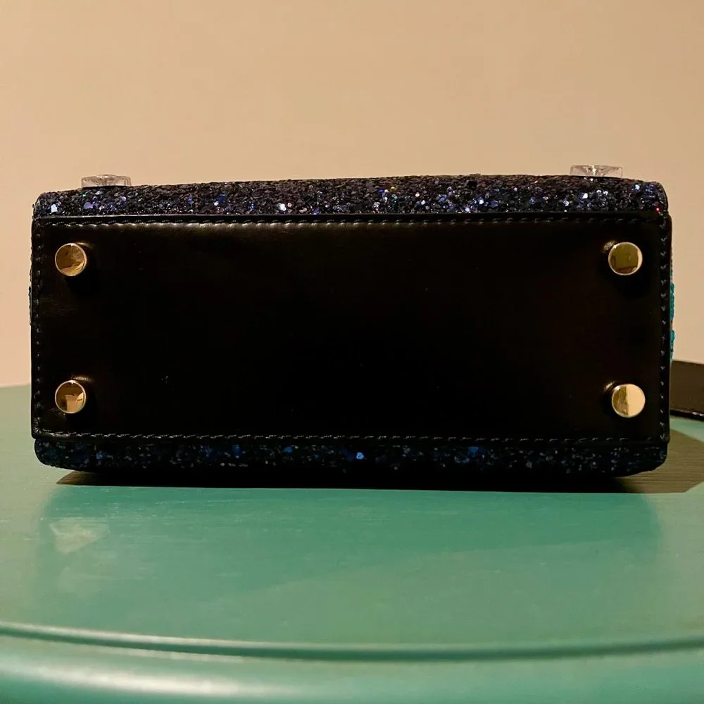 New Kate Spade satchel handbag blue color glitter(leather) - Picture 9 of 12